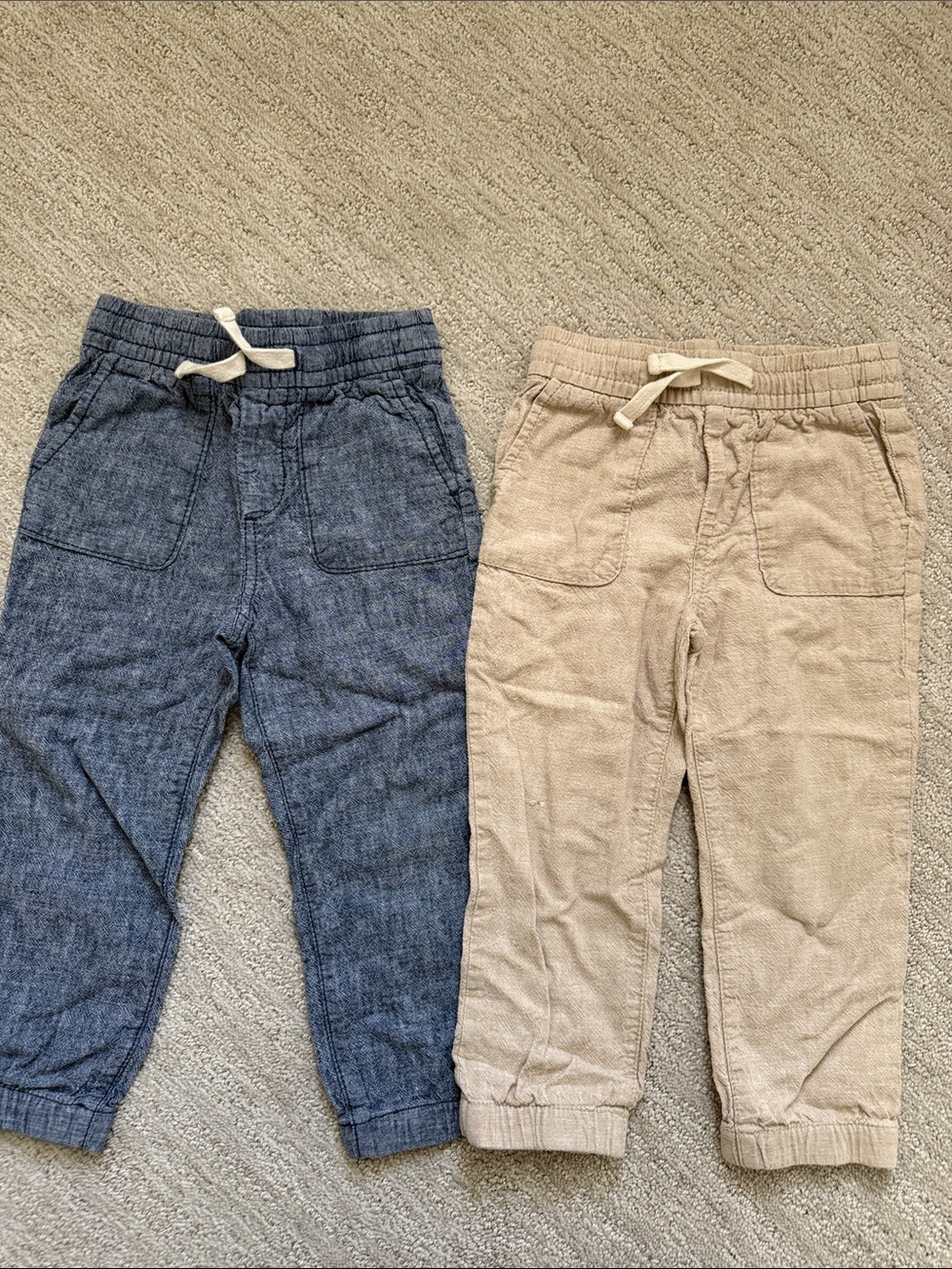 GAP Kids Drawstring linen Joggers in Blue and Tan